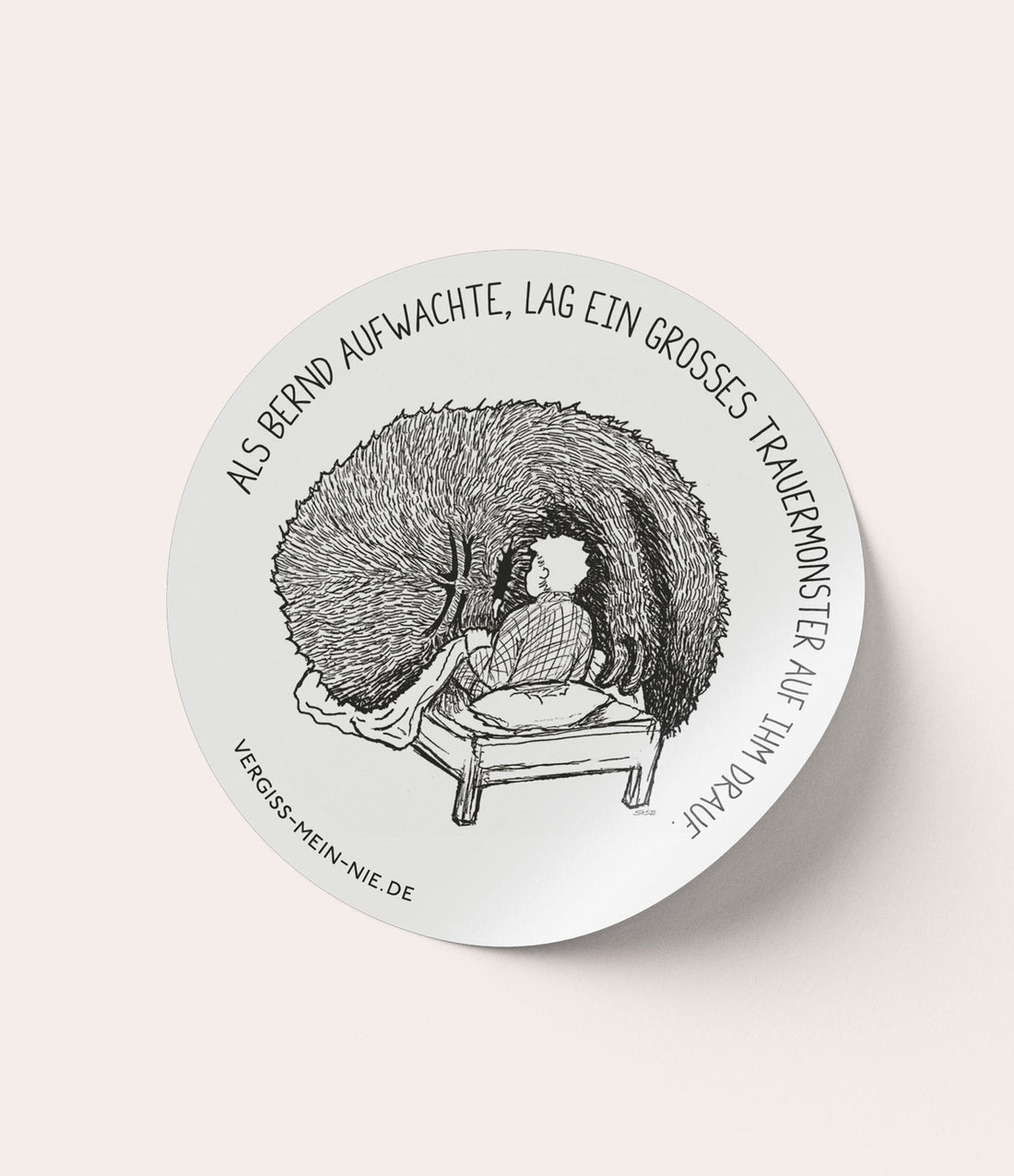 Aufkleber Trauermonster "Aufwachen" 7x7 cm - Vergiss Mein Nie