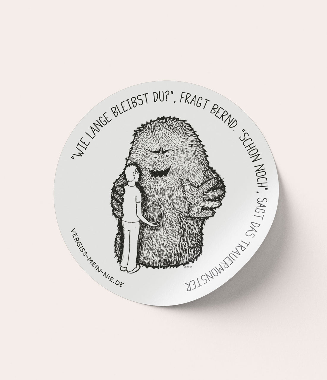 Aufkleber Trauermonster "Wie lange?" 7x7 cm - Vergiss Mein Nie