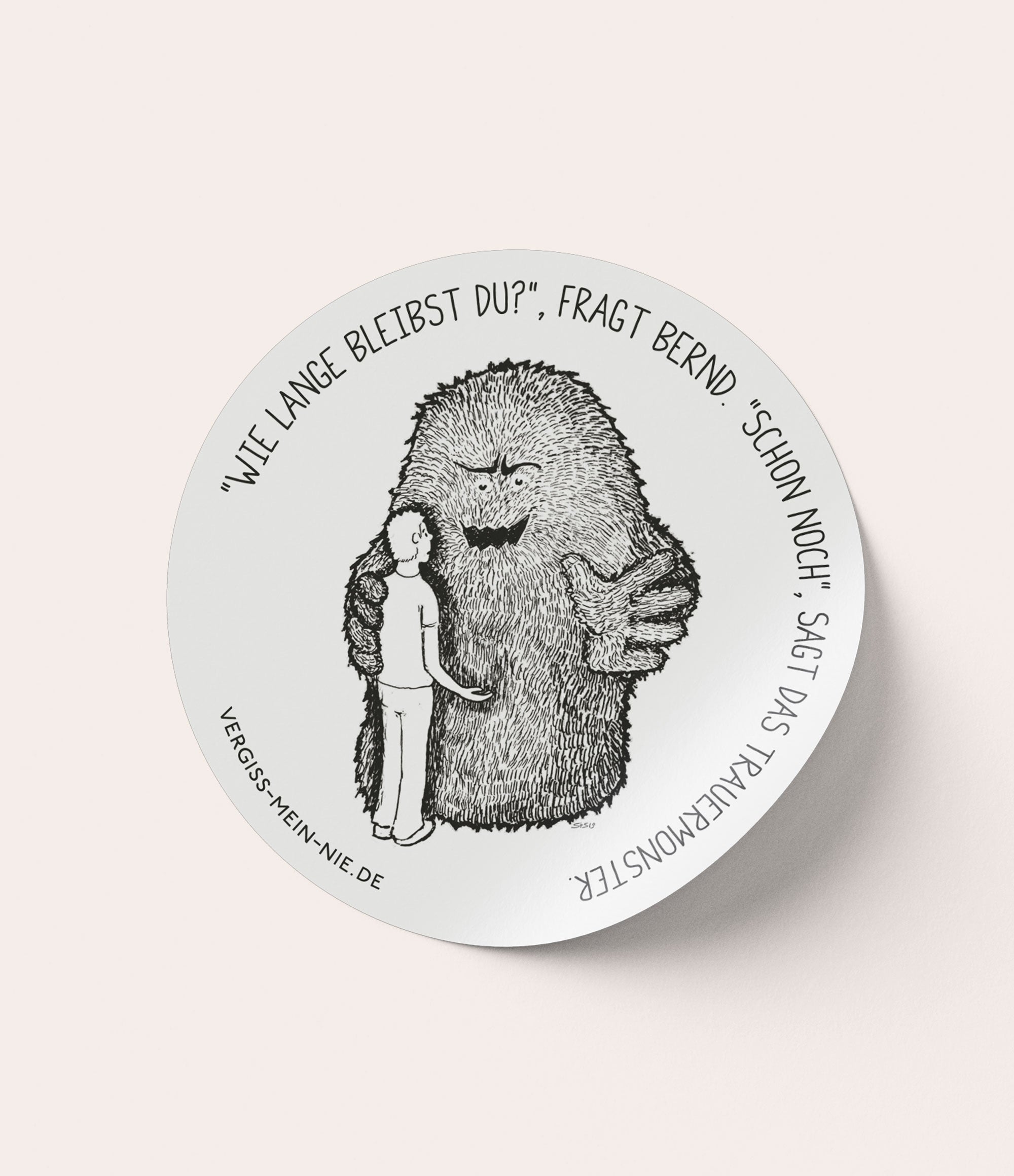 Aufkleber Trauermonster "Wie lange?" 7x7 cm - Vergiss Mein Nie