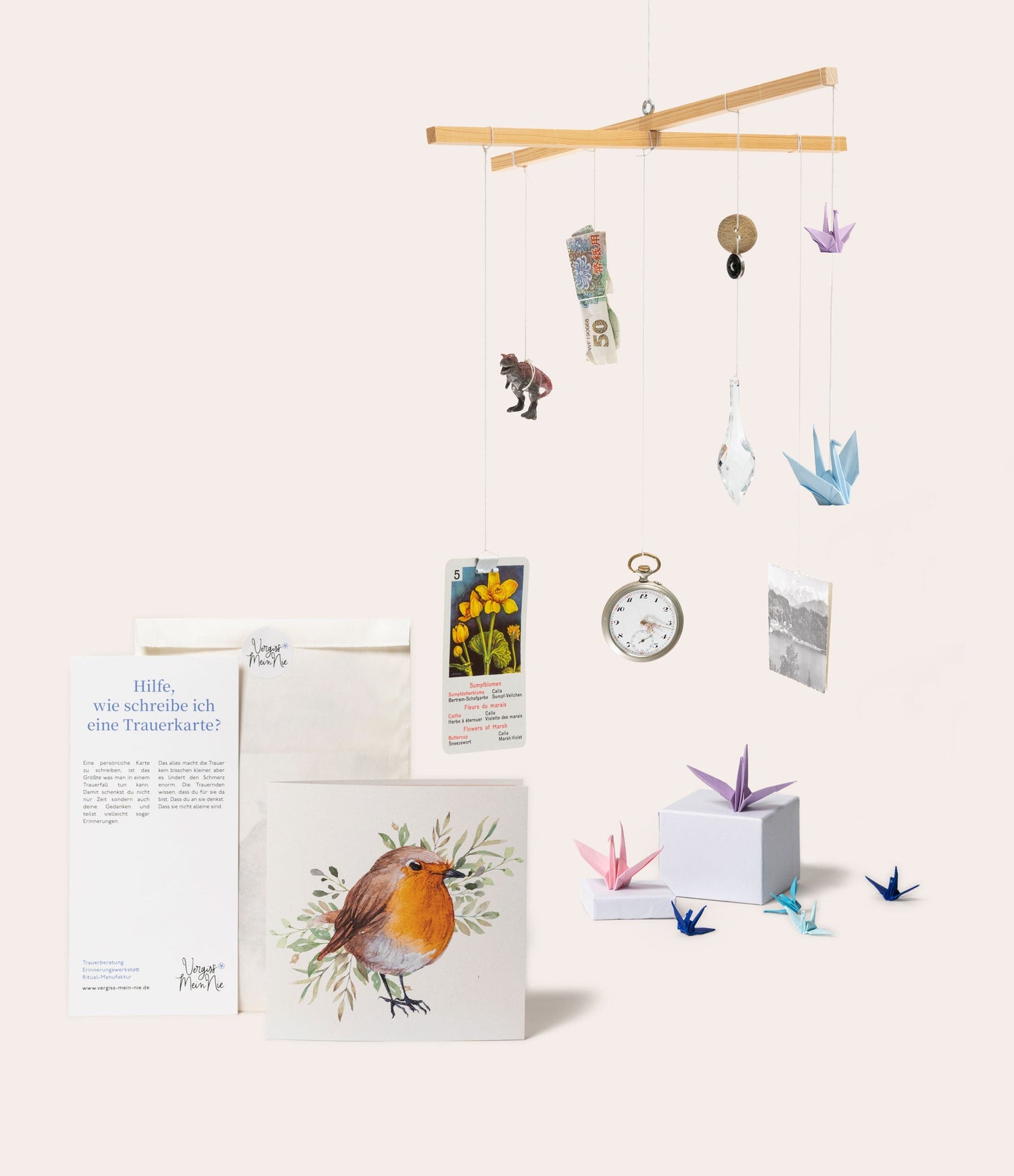 Trauergeschenkset "Seelenvogel" - Vergiss Mein Nie