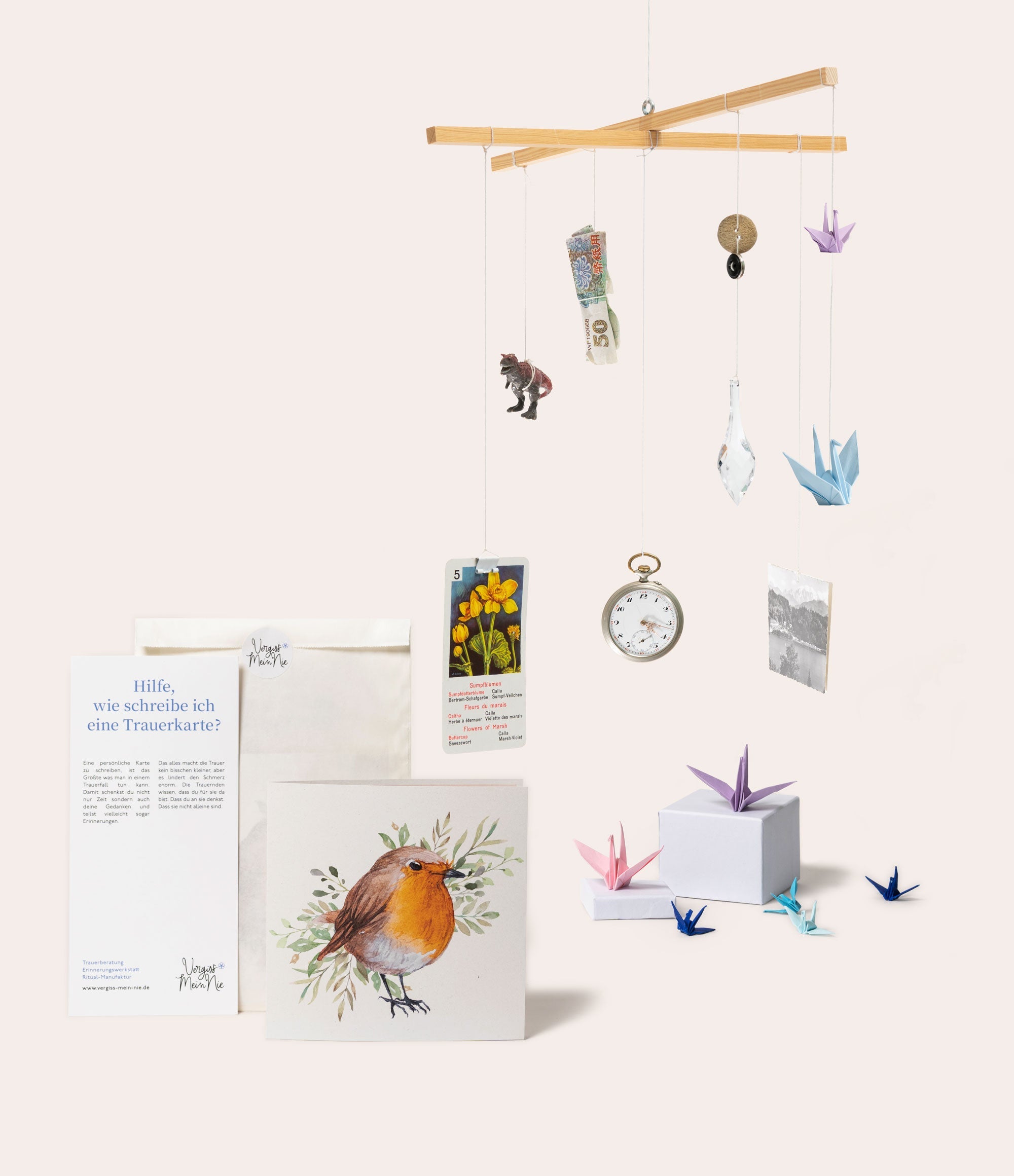 Trauergeschenkset "Seelenvogel" - Vergiss Mein Nie